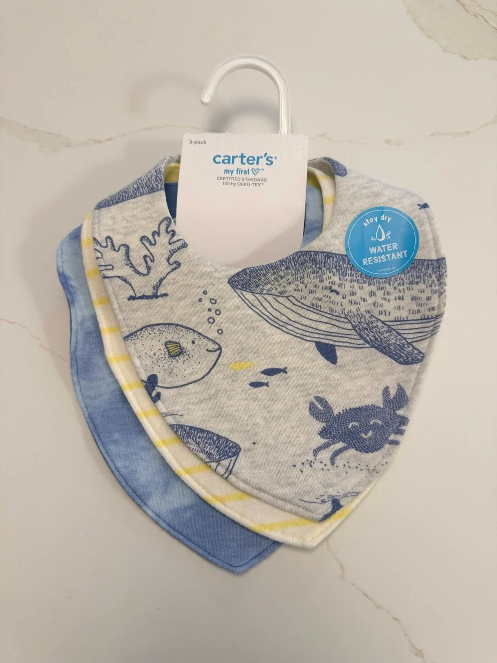 NWT Carter’s 3-Pack Water-Resistant Baby Bandana Bibs
